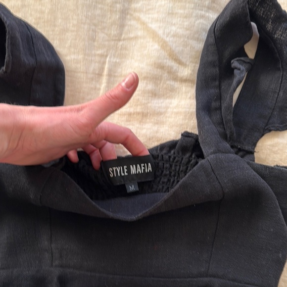 Black Women's Ruffle Strap Top - Picture 2 of 5